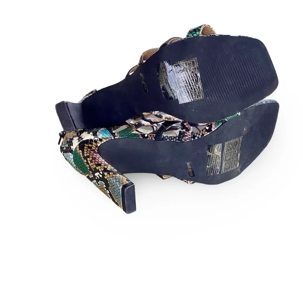 Anne Michelle Faux Snakeskin Metallic Heels